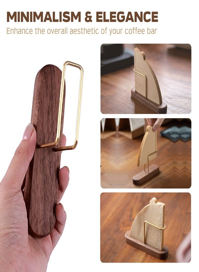 PUNNIO Coffee Filter Holder Storage, Wood & Brass Rack Coffee Filter Container for Coffee Bar/Home/Office, Compatible with #1/#2/#4/V60 Coffee Filter - Image 5